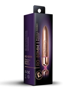 Rocks Off Precious Golden Passion Colored RO-80 mm Bullet - 7 Speed Gold