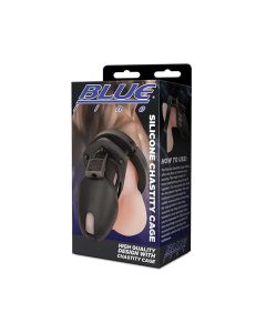 Blue Line Silicone Chastity Cage - Black