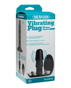 Vac-U-Lock Vibrating Remote Plug w/Snaps - Black
