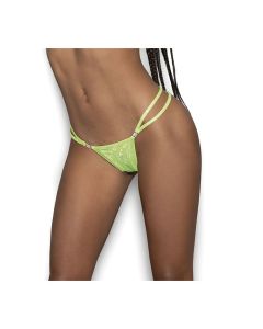Jeweled Black Light Dancewear Strappy G-String Neon Lime O/S