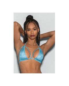 Blue Crystal Black Light Dancewear Tri Bra Blue O/S