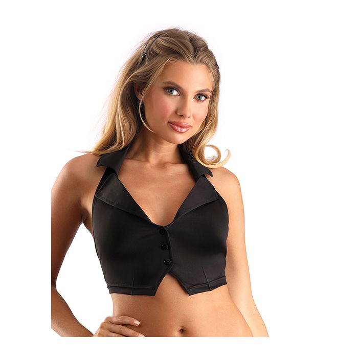 Play Schoolgirl Collared Button Down Halter Top