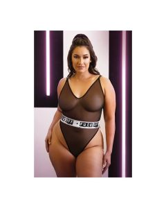 Vibes Fuck Off Mesh Playsuit Black QN