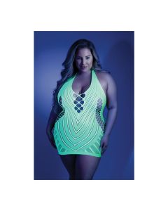 Glow Black Light Net Halter Dress QN