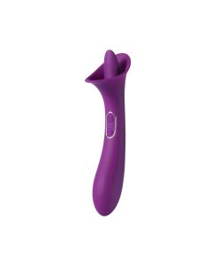 Adele Clit Licking Tongue Vibrator w/ G Spot Stimulator - Purple