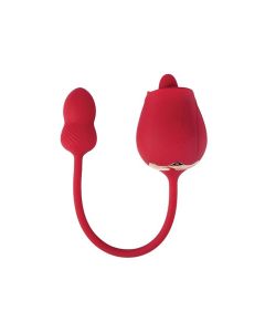 Fuchsia Rose Clit Licking Stimulator & Vibrating Egg - Red