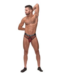 Cock Pit Fishnet Cock Ring Thong Red