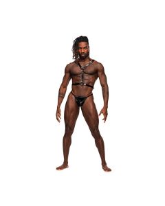 Sagittarius PU Leather Chest & Winged Back Harness Black O/S
