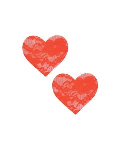 Neva Nude Black Light Lace Heart Pasties - Orange O/S