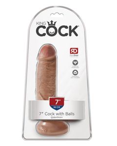 King Cock 7" Cock w/Balls - Tan