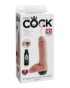 King Cock 8" Squirting Cock w/Balls - Flesh