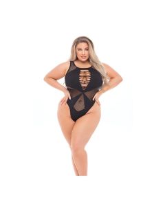 Pink Lipstick Highneck Bodysuit (Fits up to 3X) QN