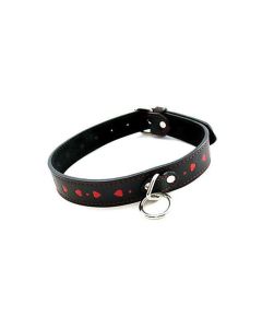 Plesur PVC Collar w/Hearts - Black/Red