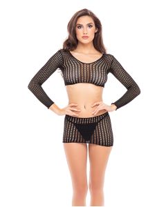 Rene Rofe Crochet Net Bodystocking O/S