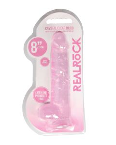 Shots RealRock Realistic Clear 8" Dildo w/Balls - Pink