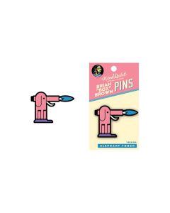 Wood Rocket Box Brown:  Elephant Torch Enamel Pin